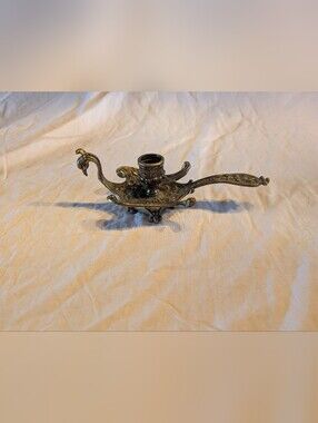 2/60$ Vintage Made In Italy Brass Peacock-Handled Candle Holder